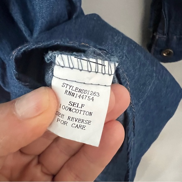 NWT Davi & Dani Denim Embroidered Shirt Dress Cotton Chambray Bird Pockets Small - Picture 8 of 15
